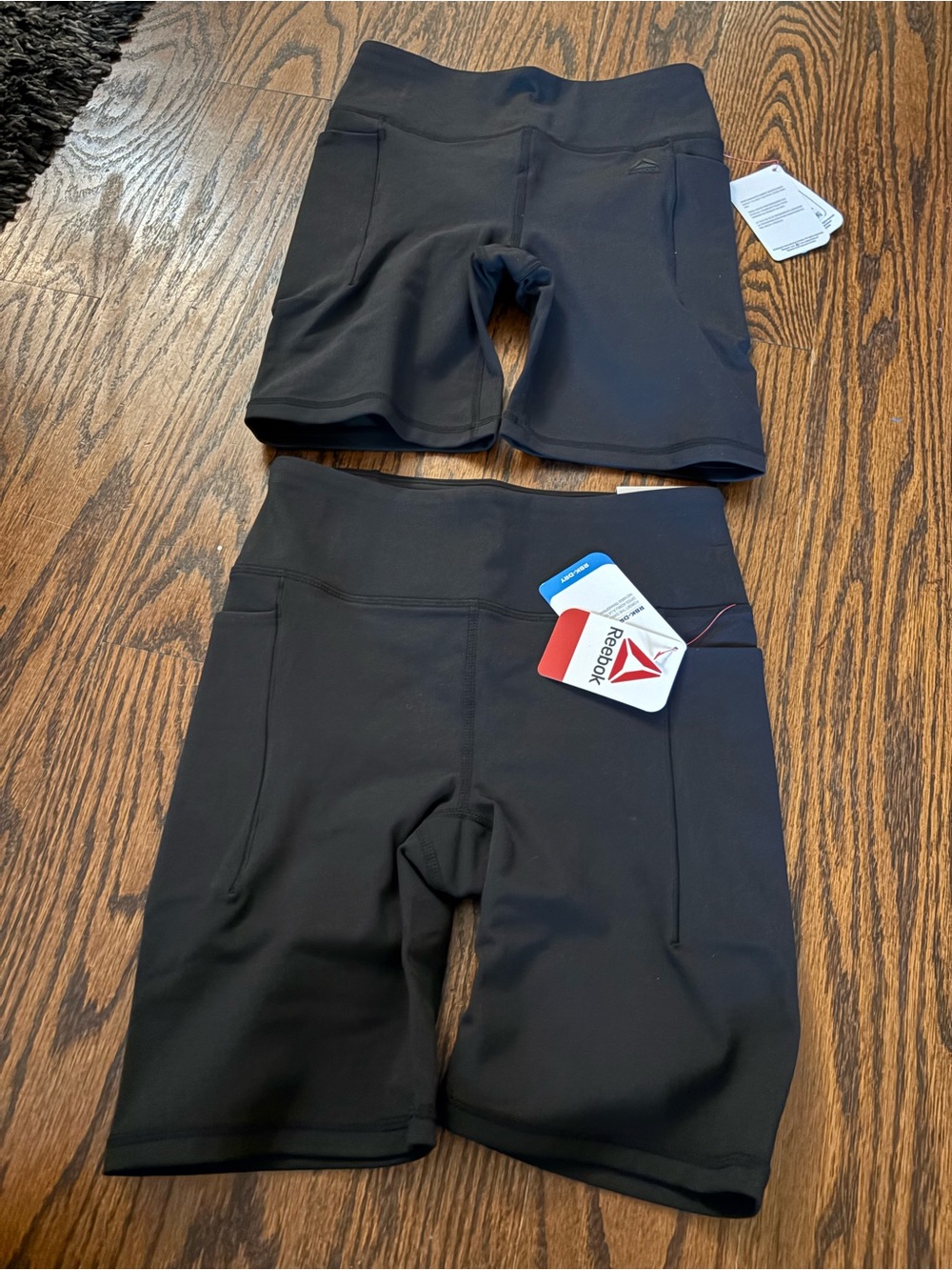 Reebok Black womens Athletic Bike Shorts - XS two pairs Pocketed Performance